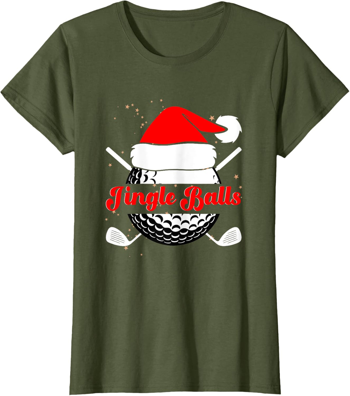 Jingle Balls Funny Golfing Christmas Golf Ball T-Shirt - Olive Green