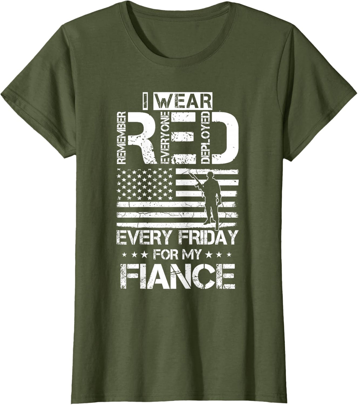 I Wear Red For Fiance Gift T-Shirt - Olive Green