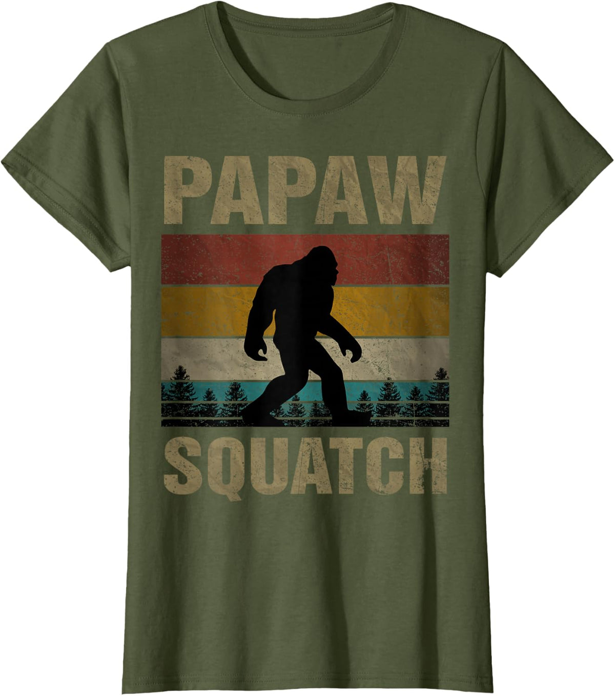 Papaw Squatch Bigfoot Tee Sasquatch Yeti Family T-Shirt - Olive Green