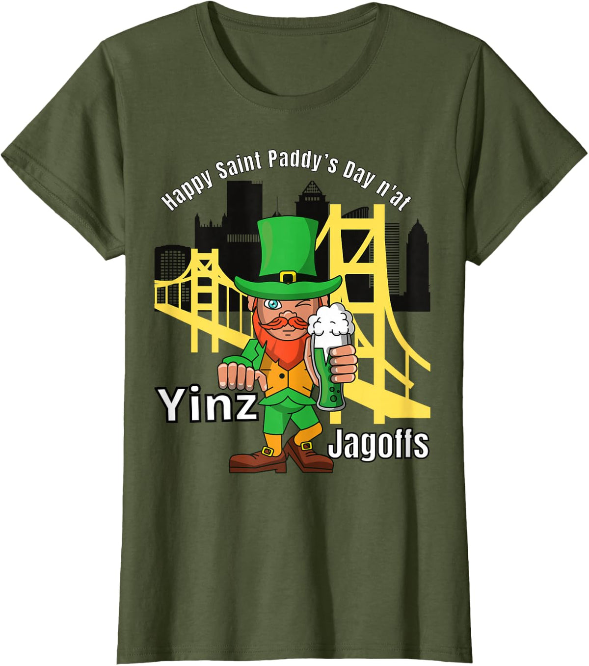 Pittsburgh St. Patrick's Day T-Shirt - Olive Green