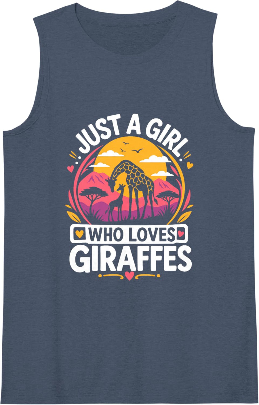Women's Just A Girl Who Loves Giraffes Sleeveless Tank Top - Navy Blue