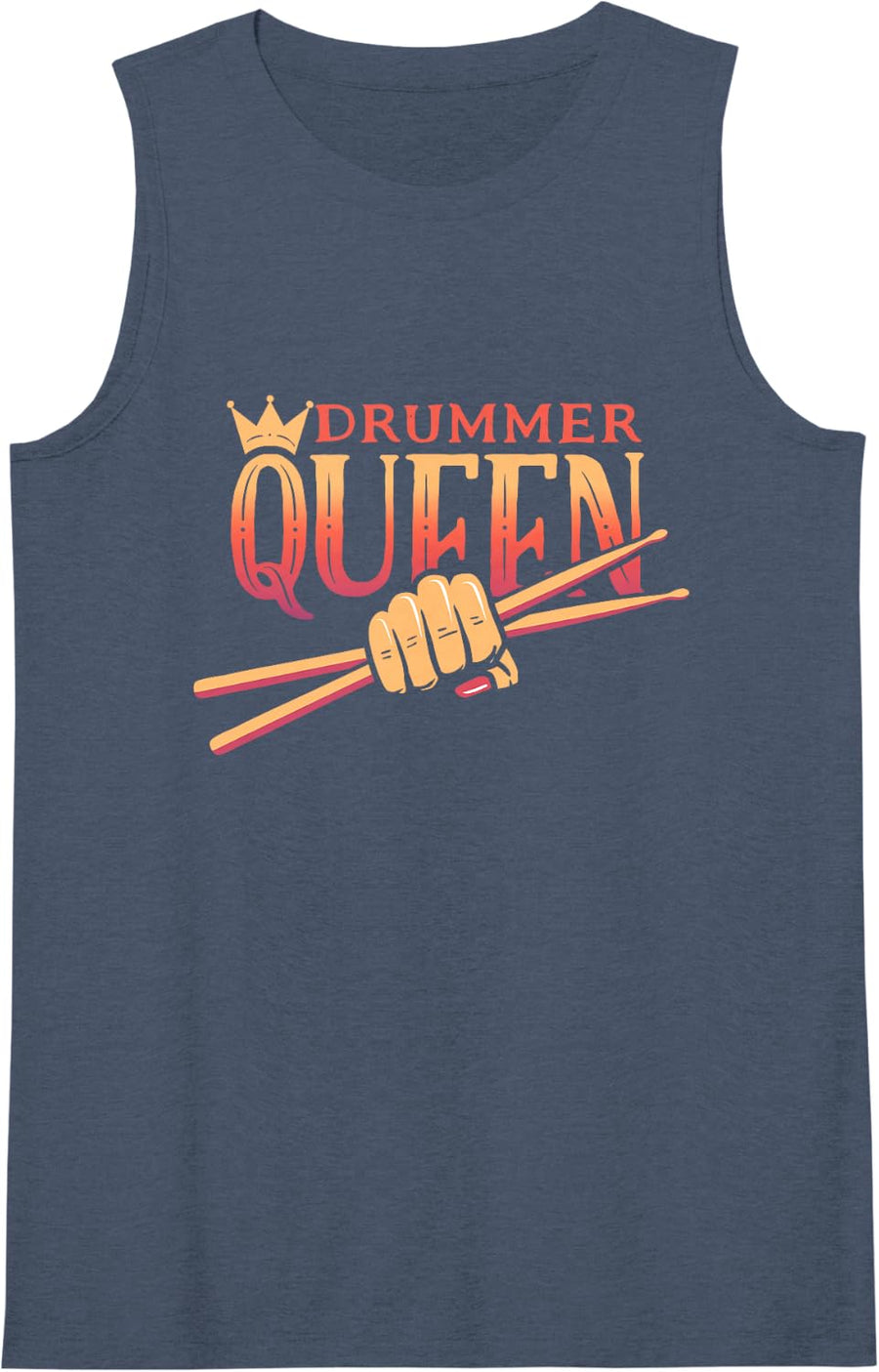Women's Drums Drummer Queen Drumsticks for Female Drummer Sleeveless Tank Top - Navy Blue