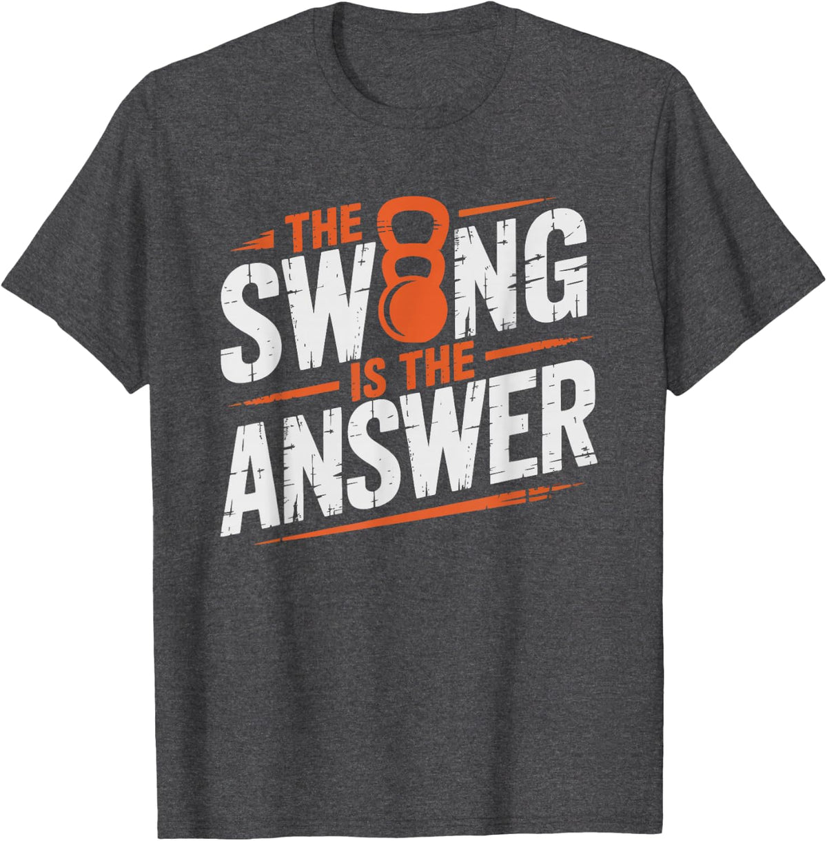 Kettlebell Swing Answer Philosophy Bold Wisdom Lifestyle T-Shirt - Dark Heather Grey