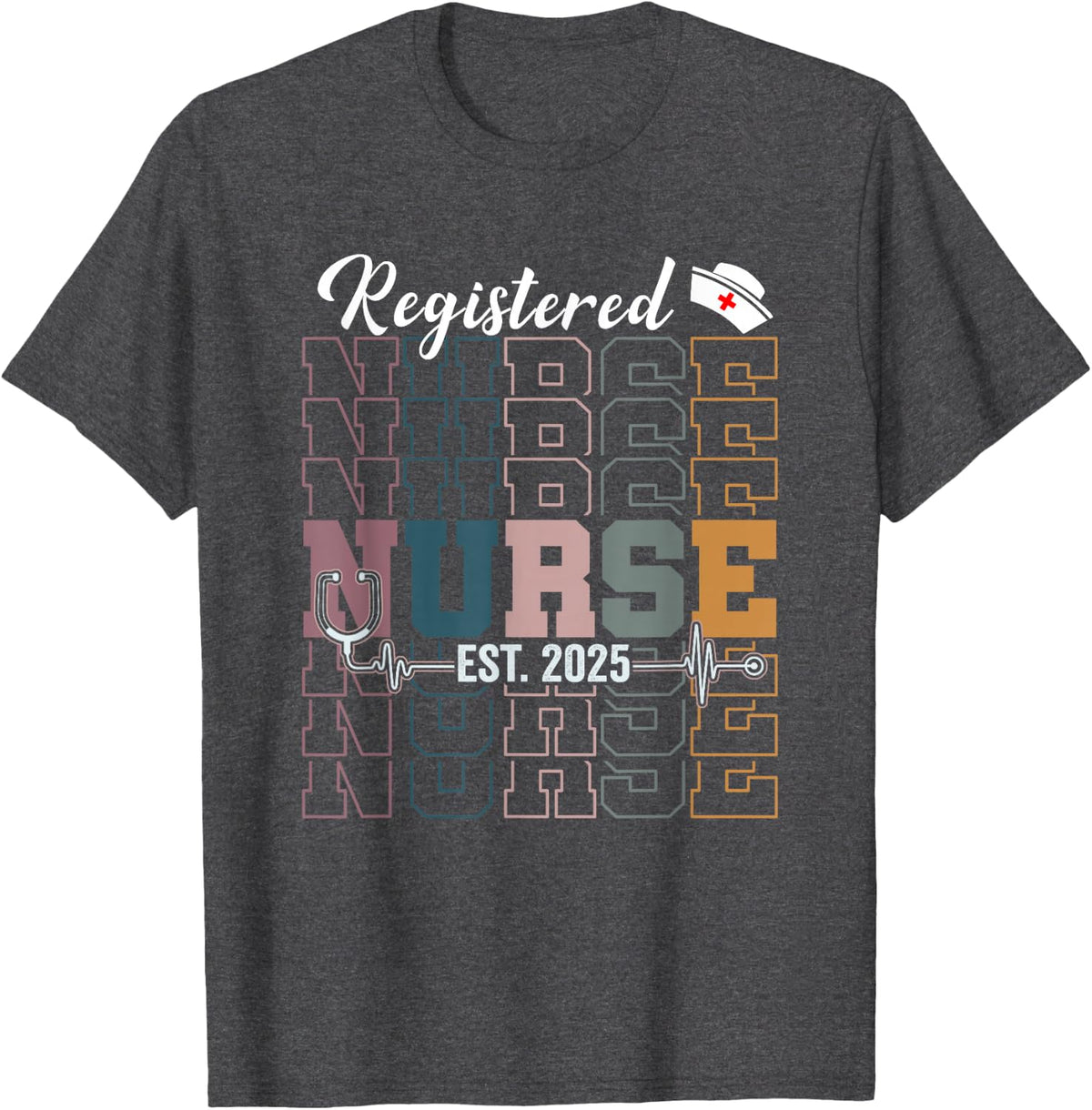 Registered Nurse Est 2025 RN Nursing School Graduation T-Shirt - Dark Heather Grey