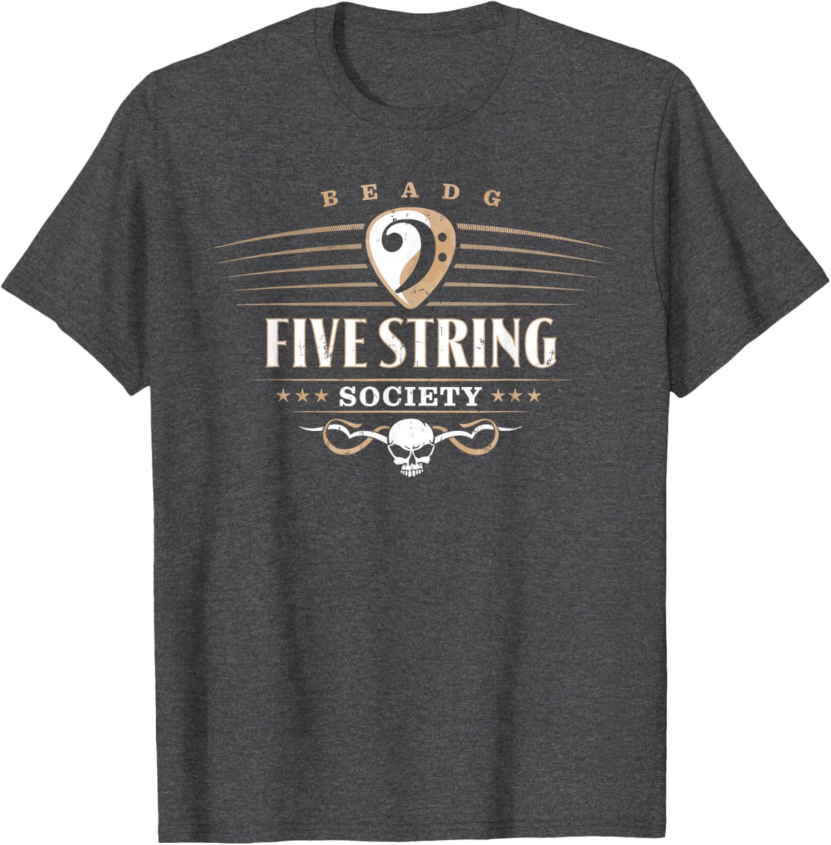5 String Society for Bass Players T-Shirt - Dark Heather Grey