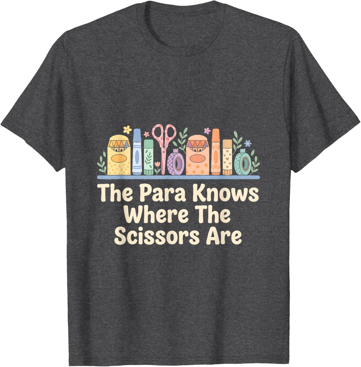 Paraprofessional Scissors School aide Educator T-Shirt - Dark Heather Grey