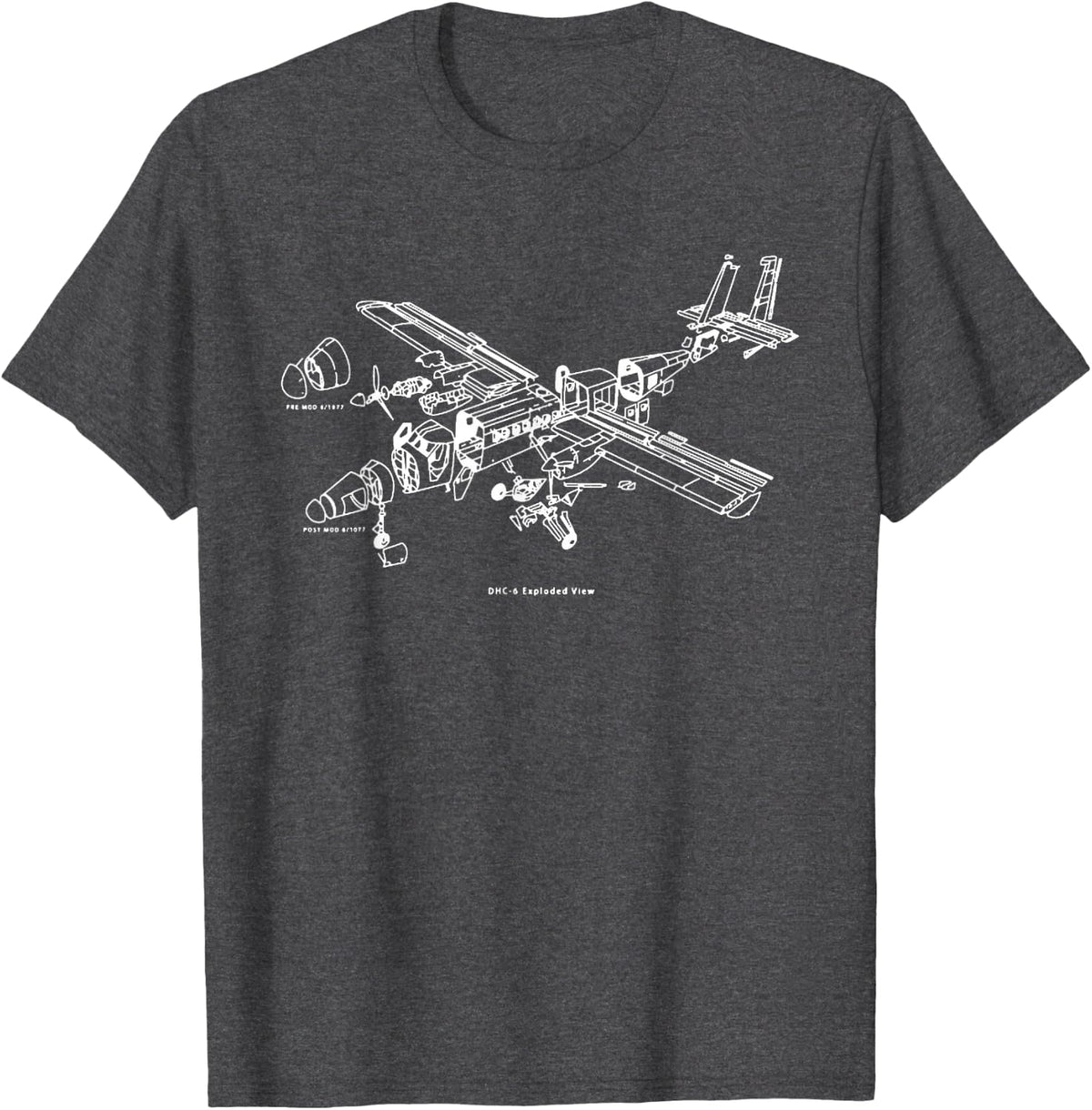 Twin Otter exploded diagram T-Shirt - Dark Heather Grey