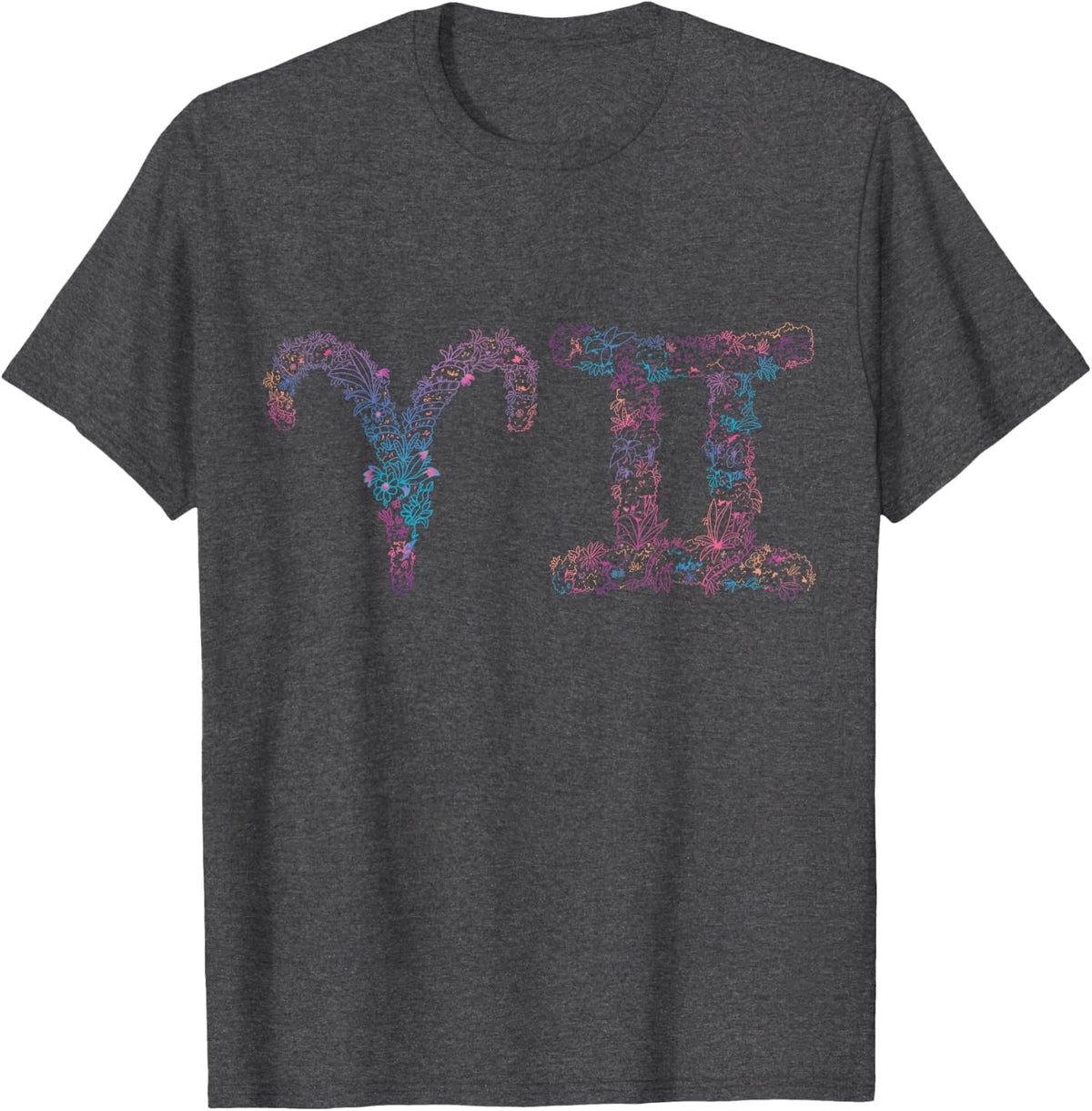 Astrology Horoscope Zodiac Signs Aries and Gemini Couple T-Shirt - Dark Heather Grey
