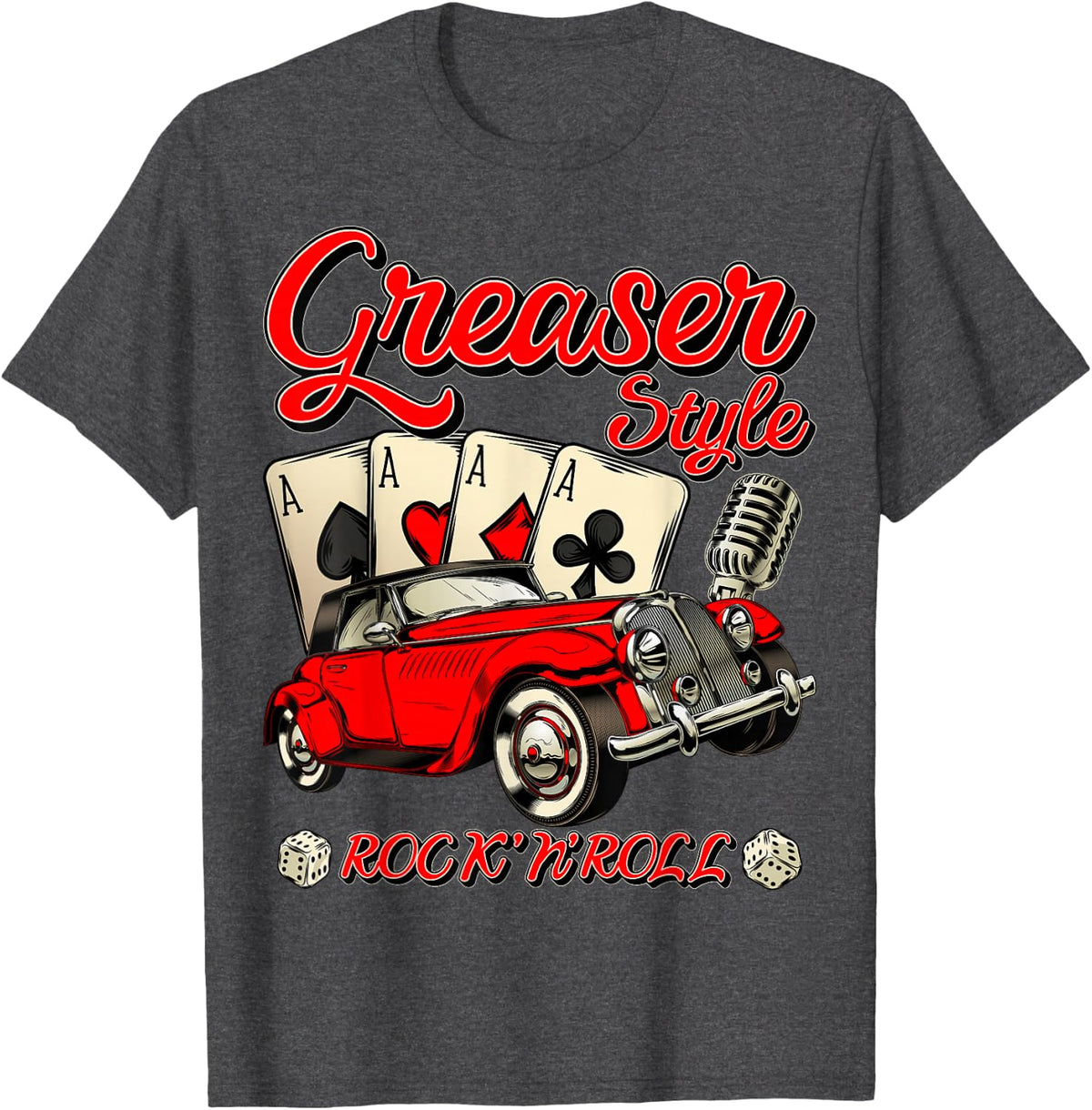1950s Rockabilly 50s Greaser Sock Hop Costume Rock and Roll T-Shirt - Dark Heather Grey
