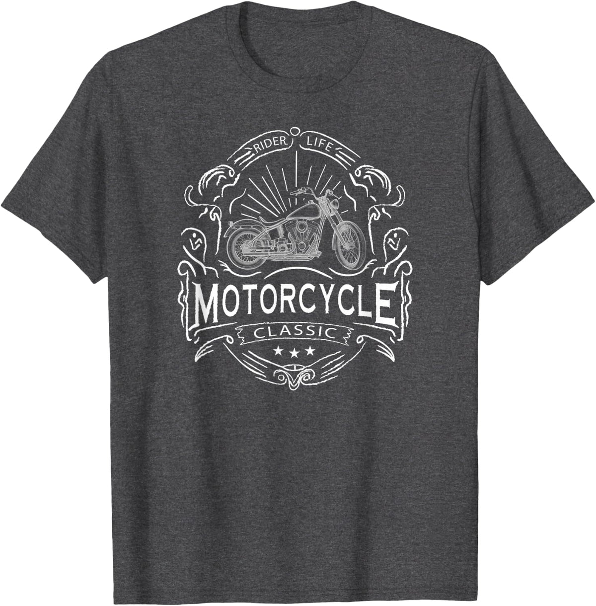 Vintage Motorcycle Rider Classic Bike T-Shirt - Dark Heather Grey