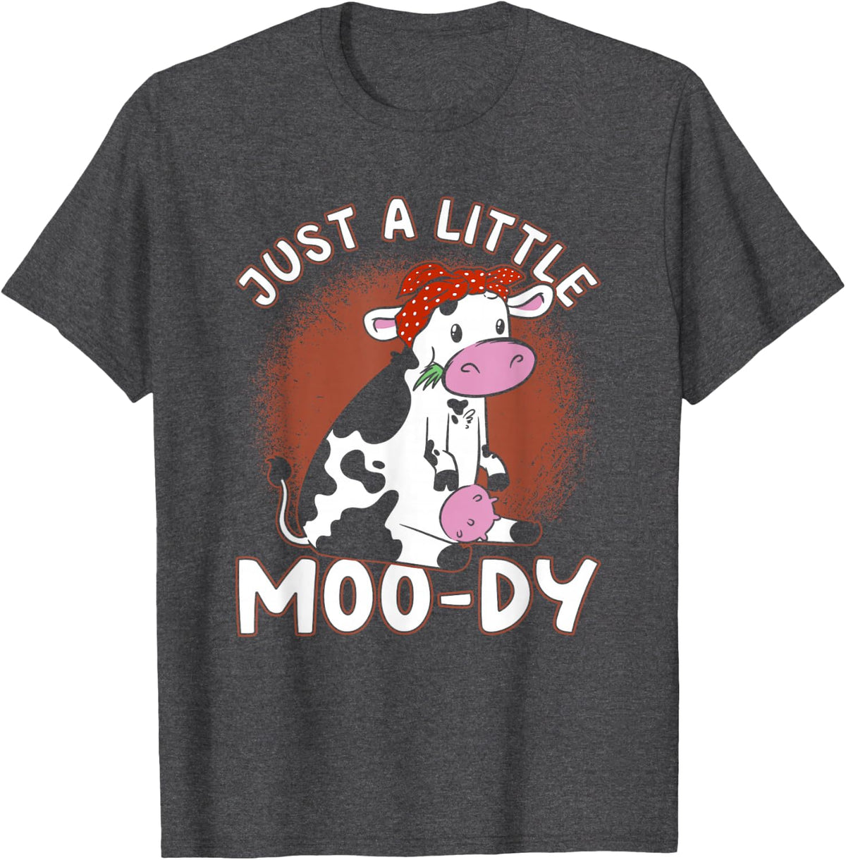 Cow Moody Bandana Headband Calf Lover Barn Ranch Owner T-Shirt - Dark Heather Grey