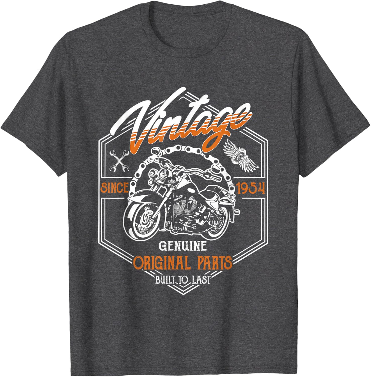 Birthday 1954 Gift Vintage Classic Motorcycle 71 Years T-Shirt - Dark Heather Grey