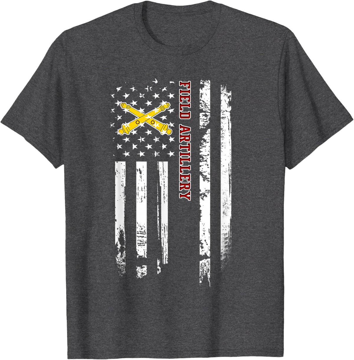 Field Artillery Veteran USA Flag Military Veterans Day Xmas Women Men T-Shirt - Dark Heather Grey