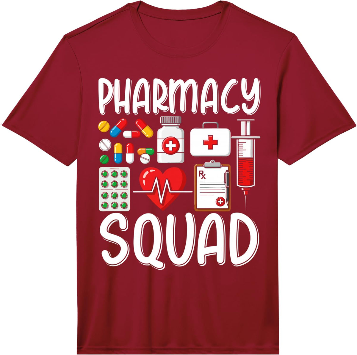 Mens Pharmacy Squad Tshirt Technician Pharmacist Crew Student Performance T-Shirt - Red