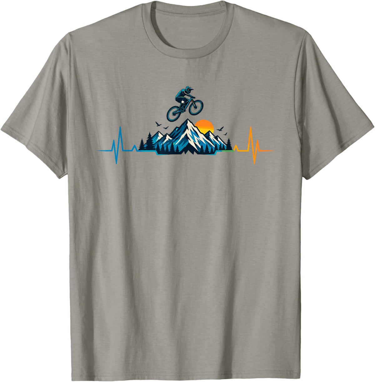 Mountain Bike Heartbeat Mountain Adventure T-Shirt - Slate Grey