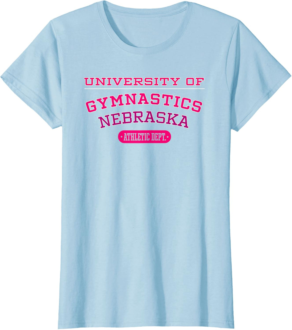 University of Gymnastics NEBRASKA Athletic Dept. T-shirt - Baby Blue