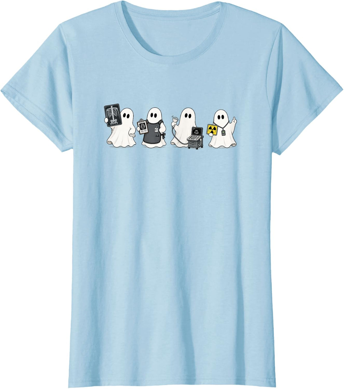Radiology Halloween Spooky Radiologist Ghost Rad Tech T-Shirt - Baby Blue