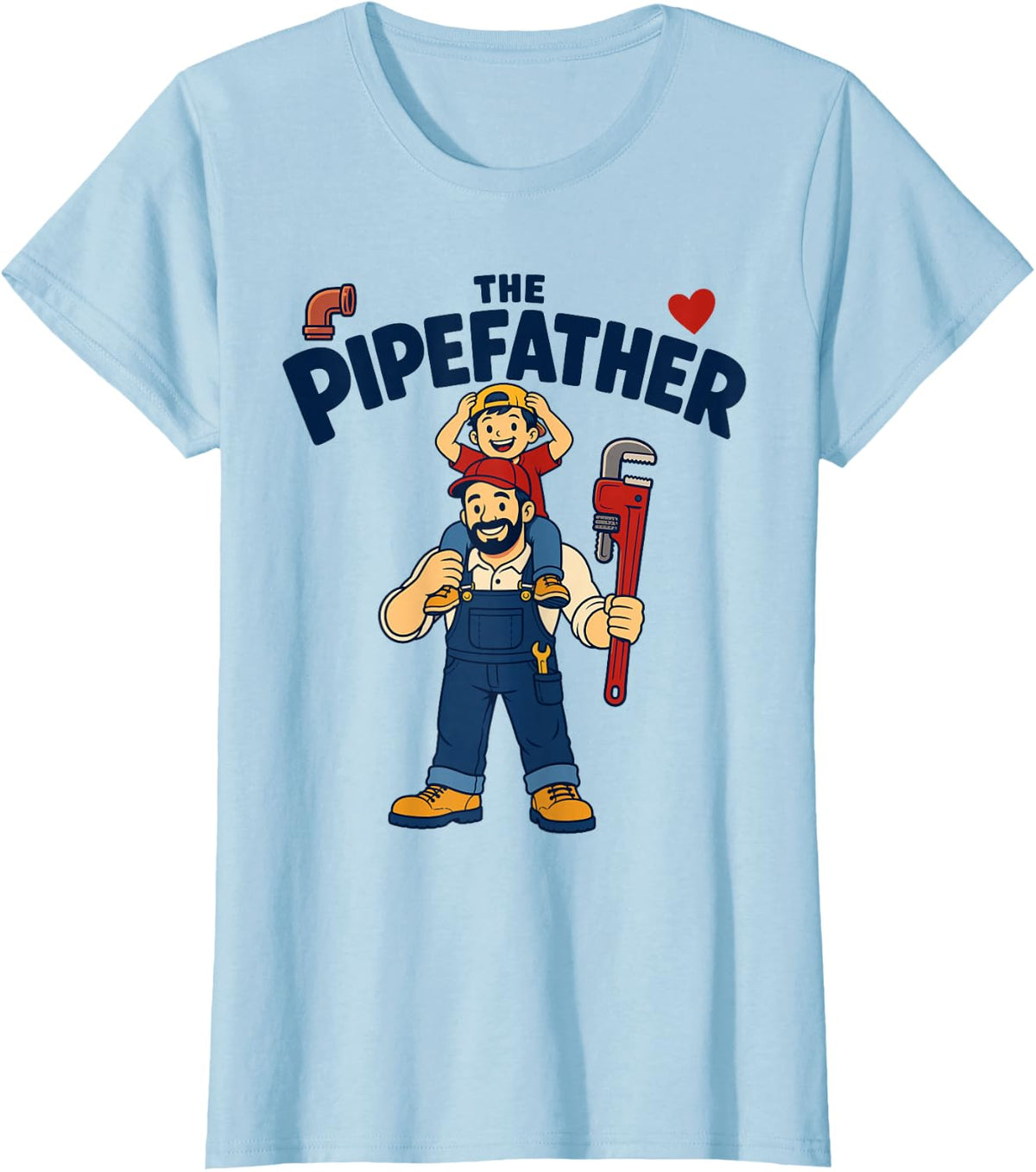 The Pipefather Plumber Dad and Kid T-Shirt - Baby Blue