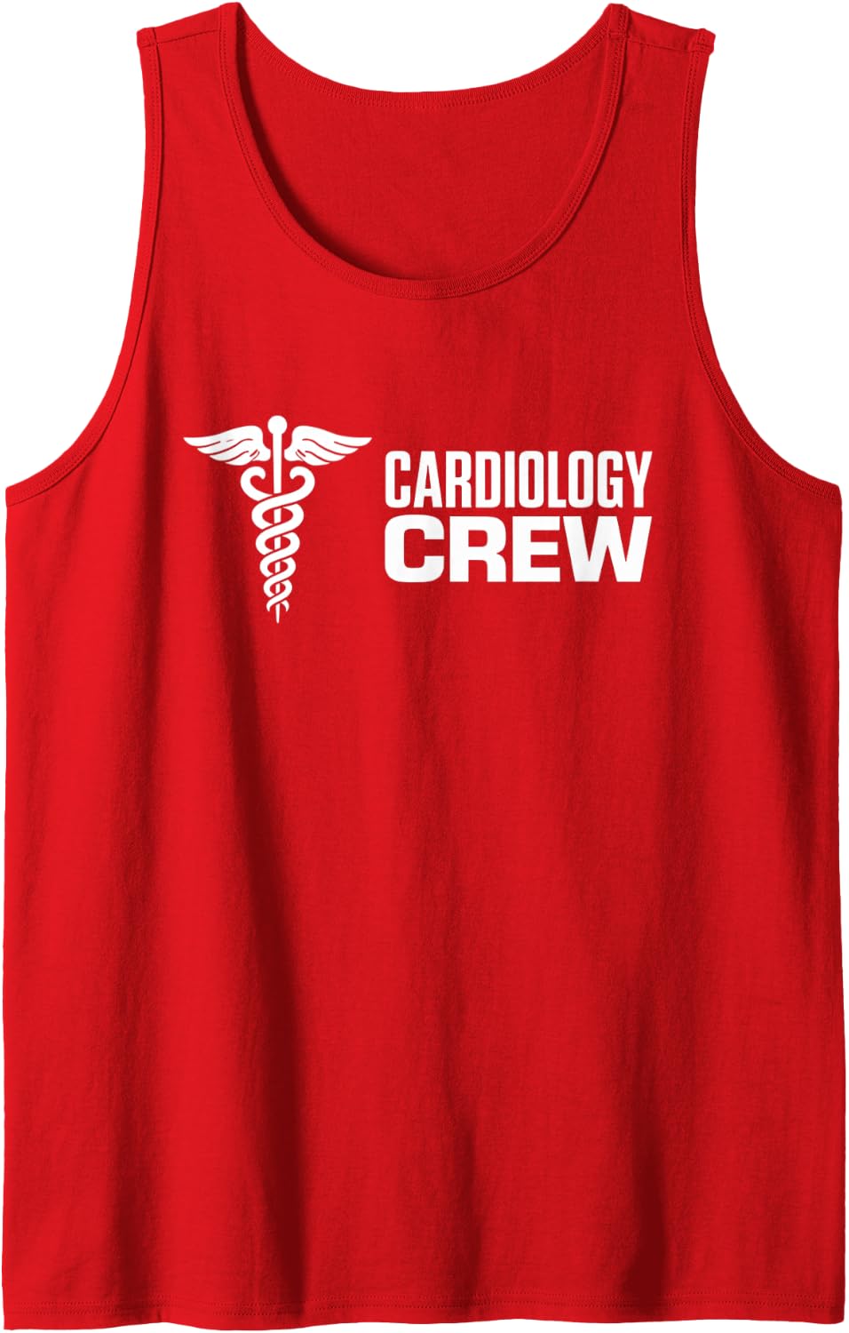 Men's Cardiology Crew Medical Caduceus Symbol Sleeveless Tank Top - Red
