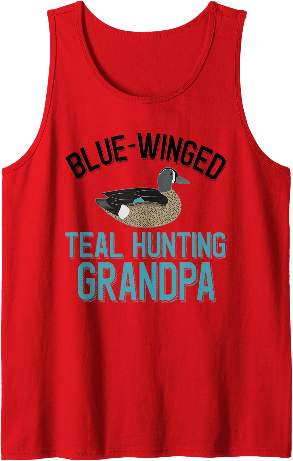 Men's Duck Hunter Blue-Winged Teal Hunting Grandpa Sleeveless Tank Top - Red