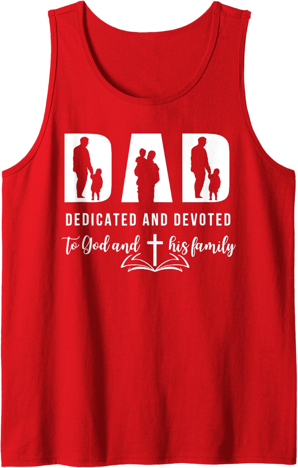 Dad Dedicated and Devoted Sleeveless Tank Top - Red