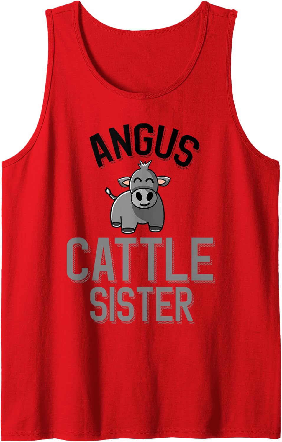Cute Angus Cattle Sister Tank Top - Red