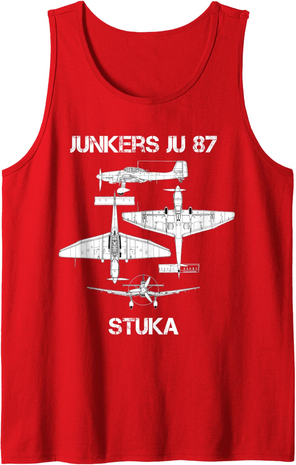 Junkers Ju 87 Stuka German WW2 Bomber Luftwaffe Airplane Tank Top - Red