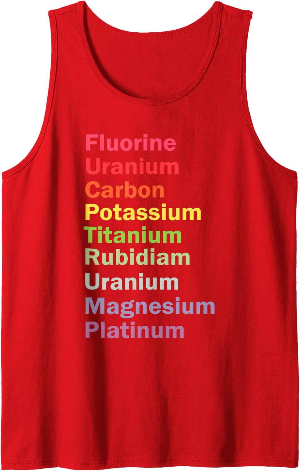 Periodic Table Elements Political Fluorine Uranium Potassium Sleeveless Tank Top - Red
