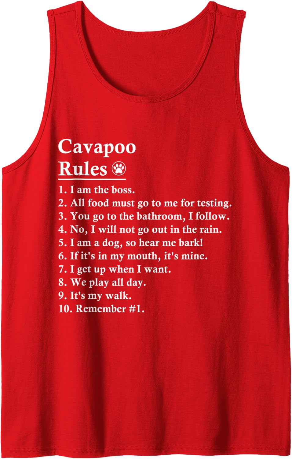 Funny Cavapoo Dog Rules Cavoodle Tank Top - Red