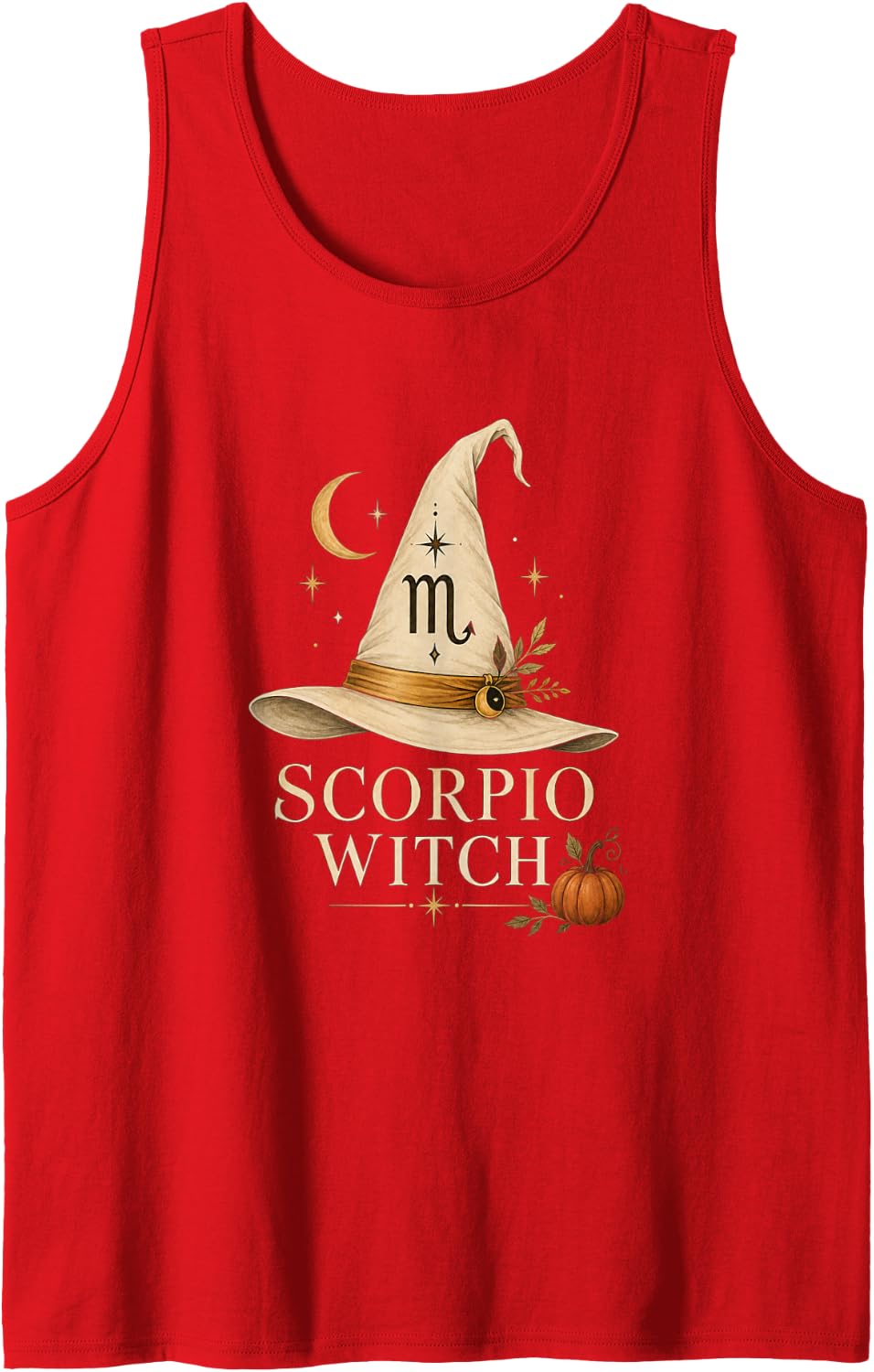 Scorpio Witch Astrology Halloween Zodiac Star Sign Sleeveless Tank Top - Red