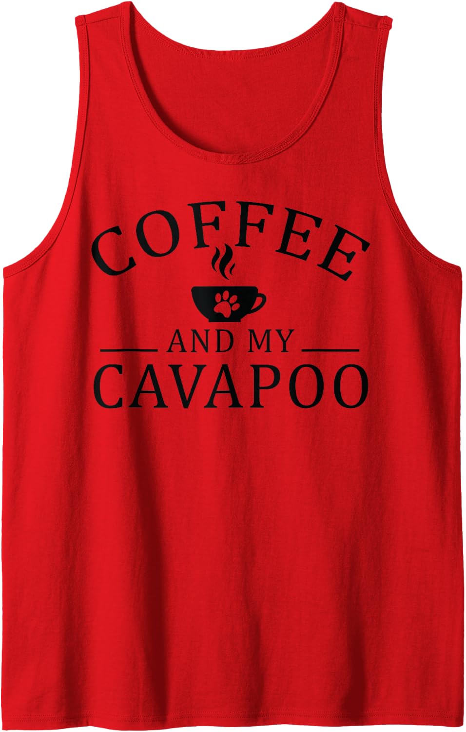 Cavapoo Dog and Coffee Tank Top - Red