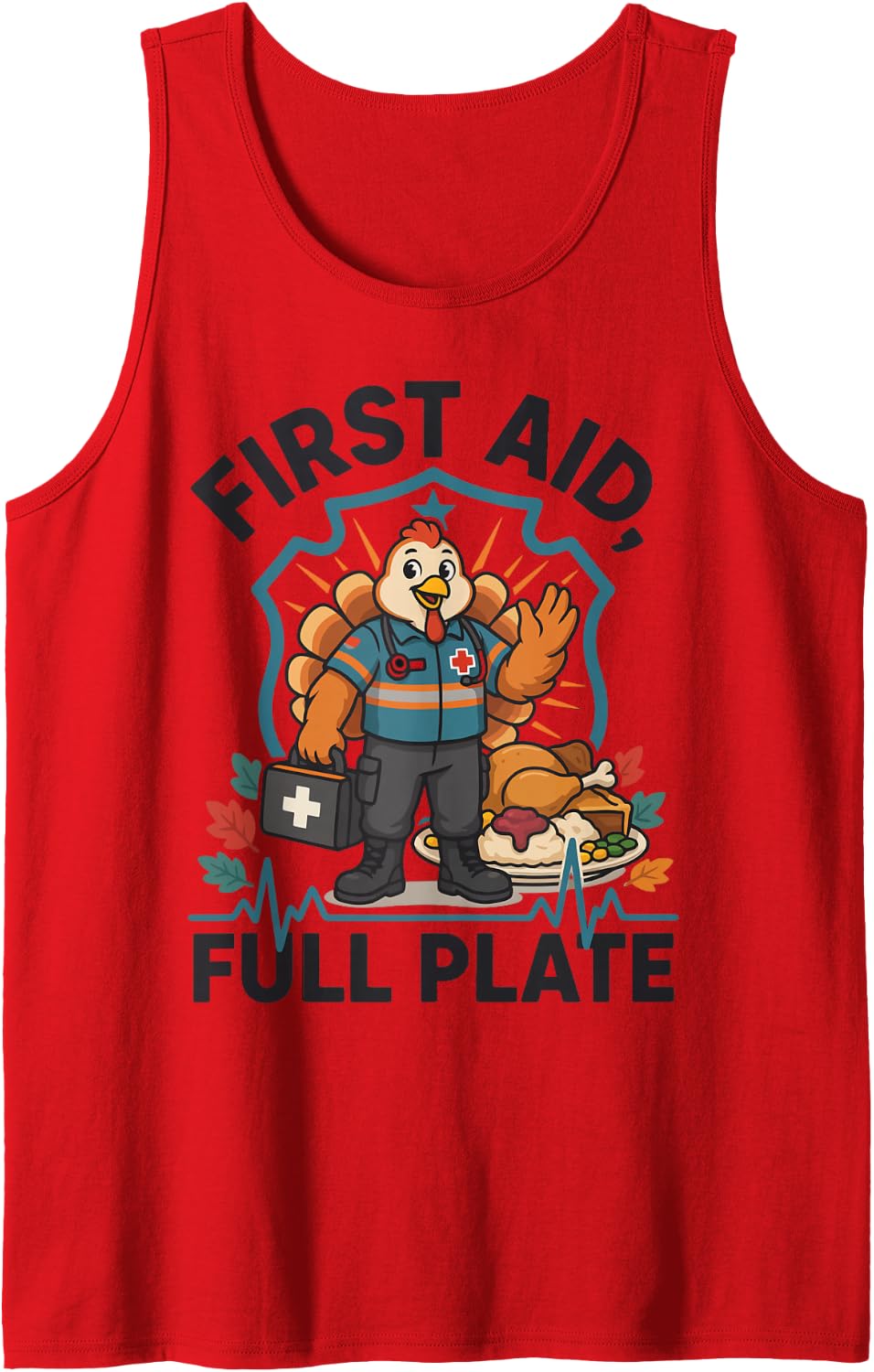 Thanksgiving EMT - First Aid, Full Plate Sleeveless Tank Top - Red