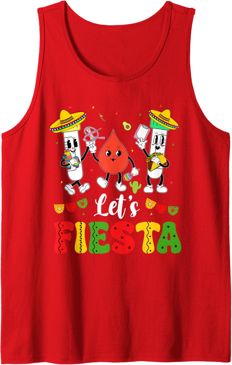 Cinco De Mayo Let's Fiesta Phlebotomist Phleb Tech Nurse Sleeveless Tank Top - Red