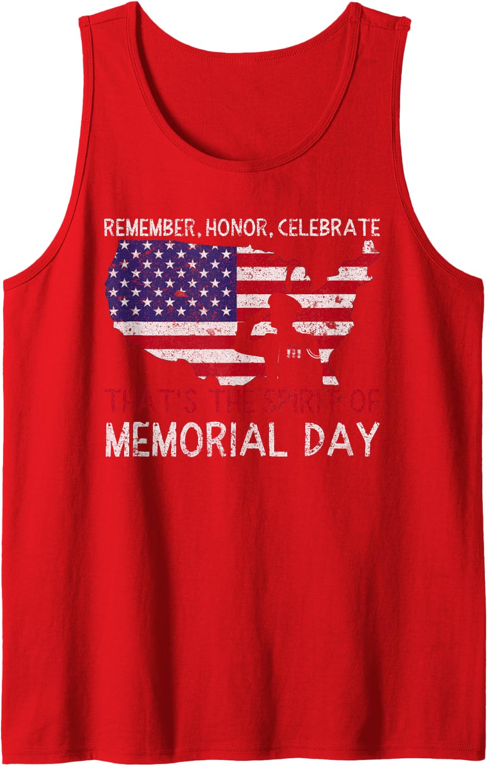 Remember Honor Celebrate That's The Spirit of Memorial Day Sleeveless Tank Top - Red