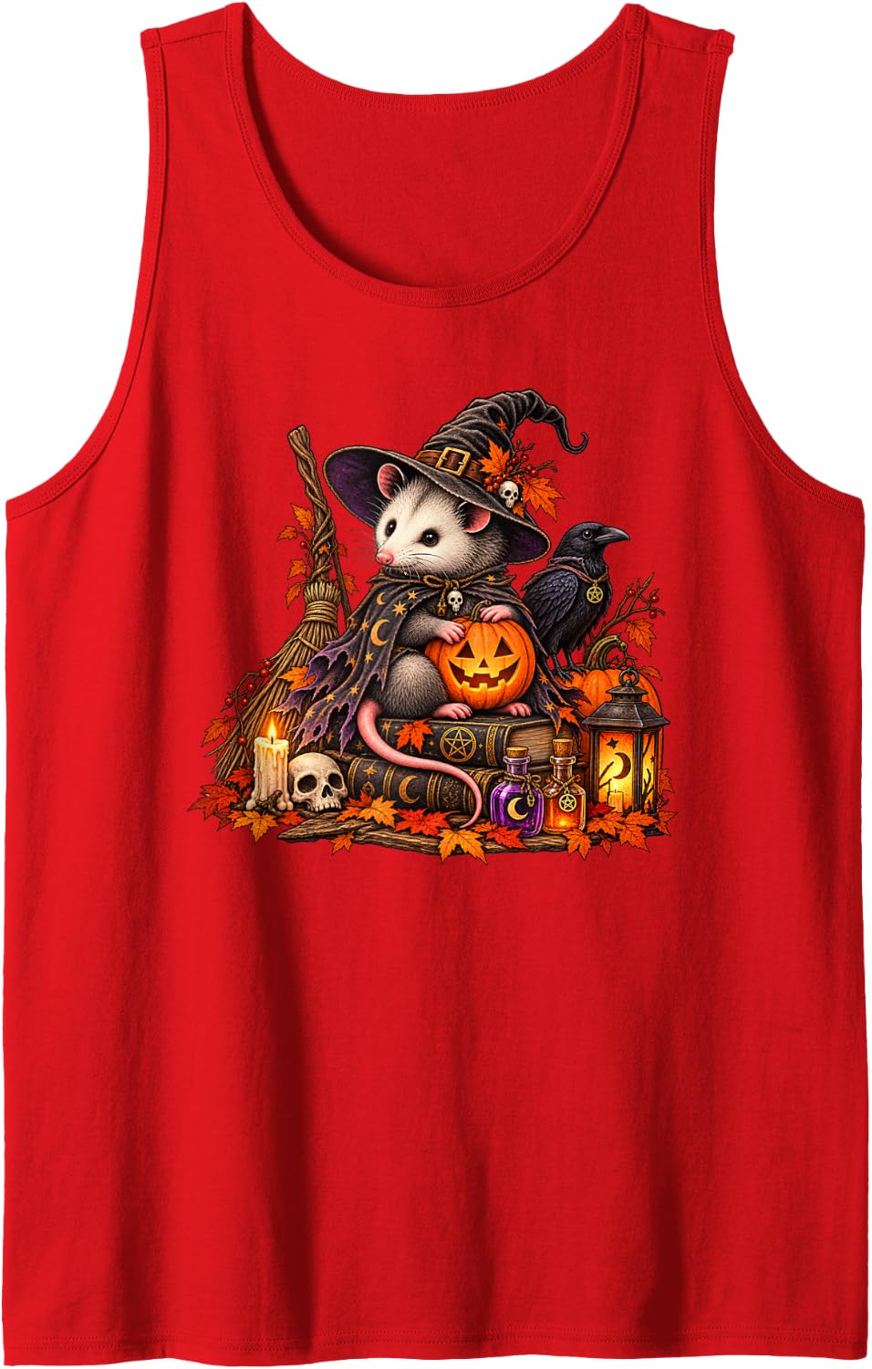 Vintage Opossum Halloween Funny Possum Sleeveless Tank Top - Red