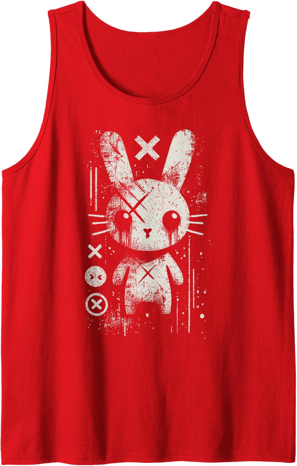 Creepy Cute Goth Bunny Horror Kawaii Rabbit Grunge Aesthetic Tank Top - Red