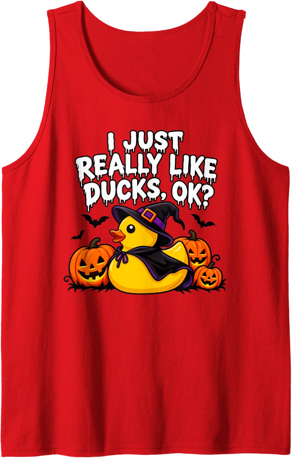 Cute Duck Lovers I Just Really Like Ducks Ok Halloween Sleeveless Tank Top - Red