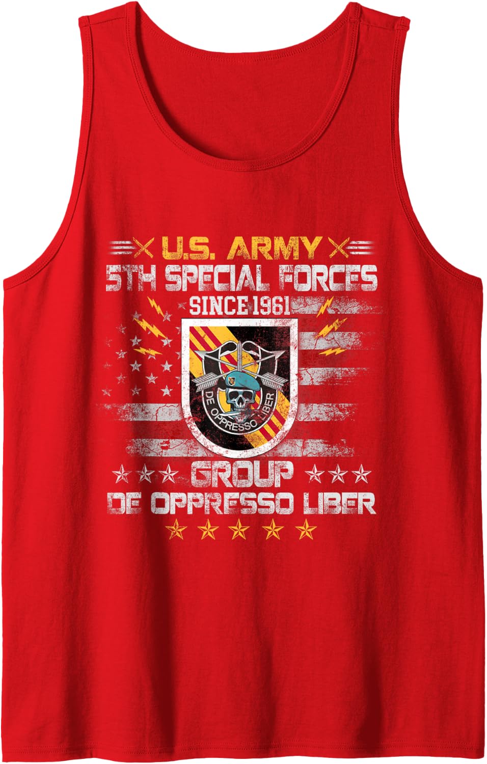 5th Special Forces Group Veteran 5th SFG 4th of July Men's Sleeveless Tank Top - Red