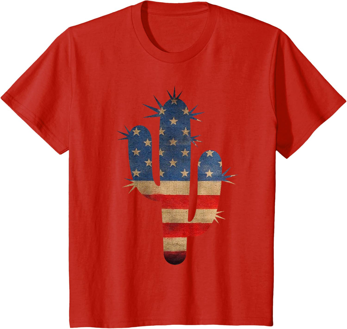 Cactus American Flag Shirt Funny 4th of July USA America T-Shirt for Women Kids Men - Red