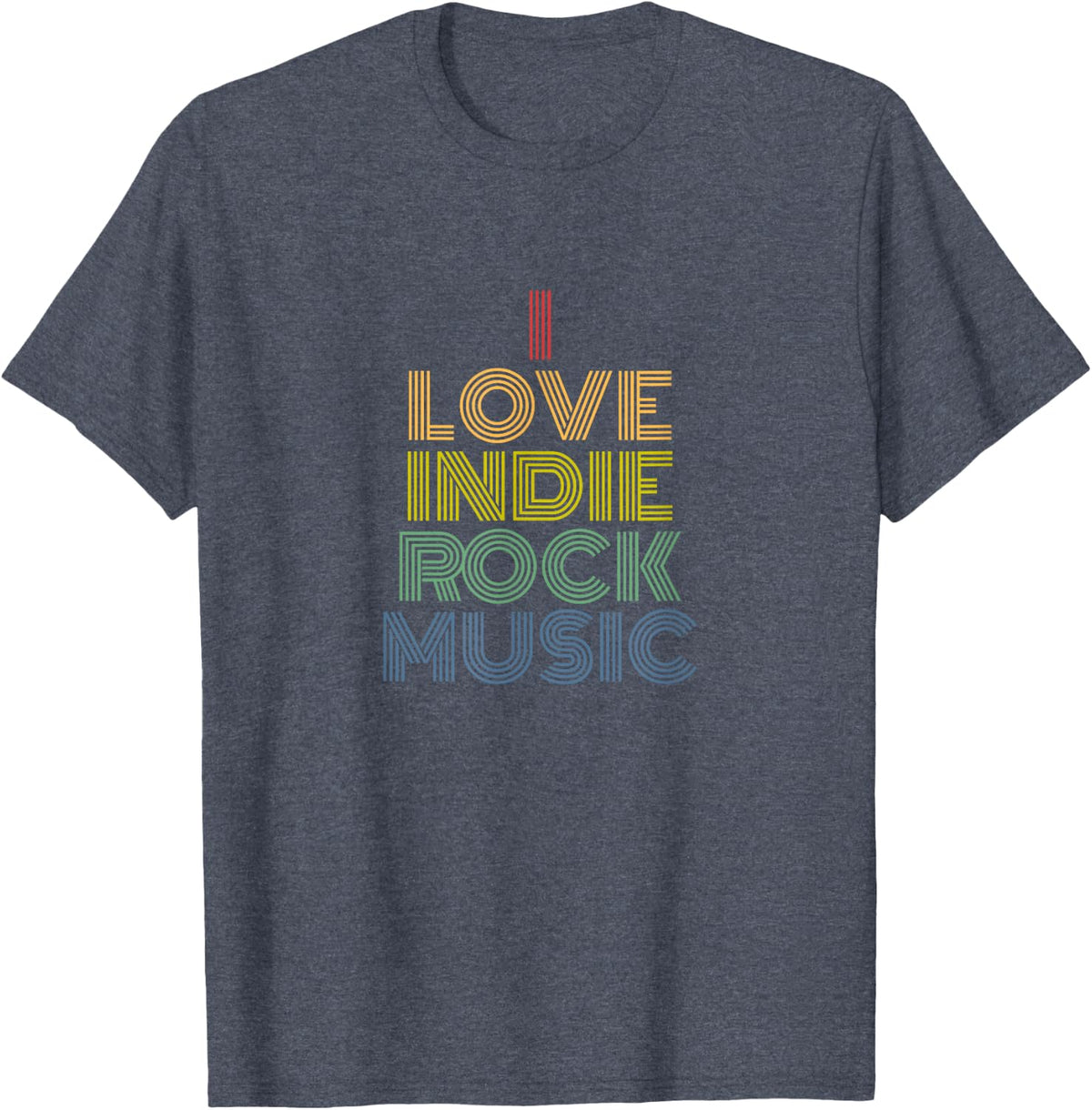 I Love Indie Rock Music Retro 70s Vintage T-Shirt - Heather Blue