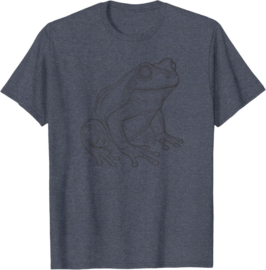 Line Art Frog Herping Frogs T-Shirt - Heather Blue