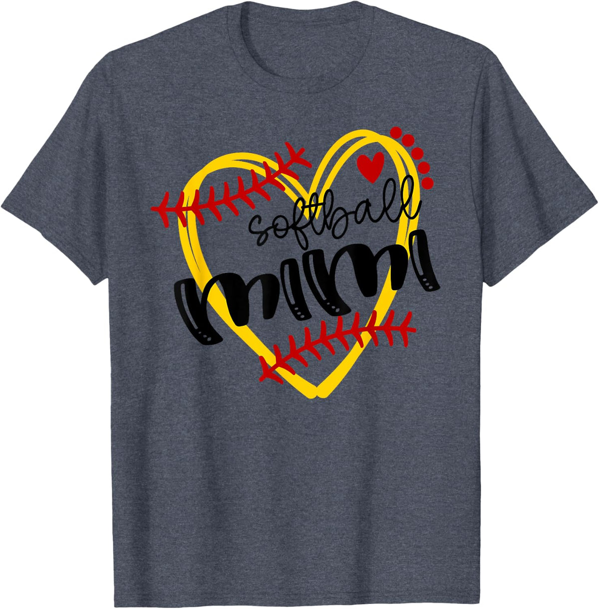 Personalized Softball Heart Tee Cute Mimi Women Softball T-Shirt - Heather Blue