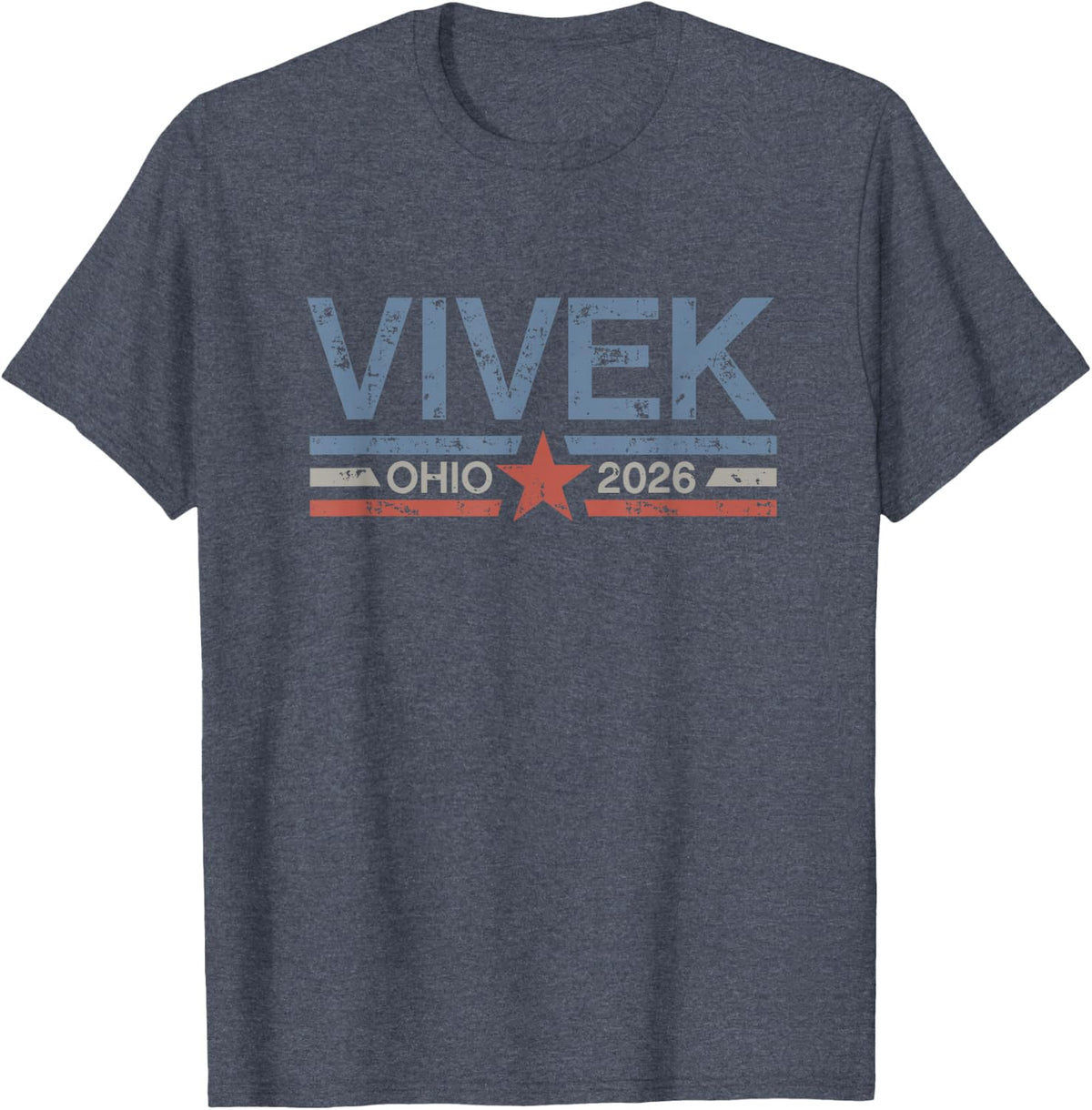 Vivek Ramaswamy Retro Grunge Vivek Governor 2026 T-Shirt - Heather Blue