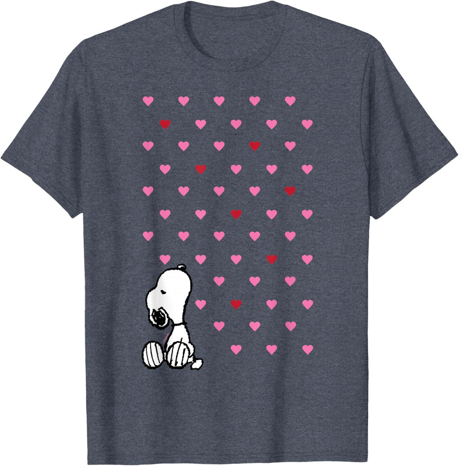 Peanuts Valentine Snoopy Hearts T-Shirt - Heather Blue