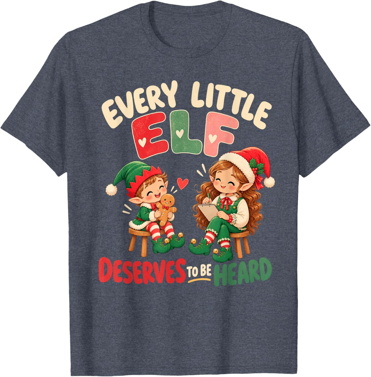Elementary Christmas School Counselor Deserves to Be Heard T-Shirt - Heather Blue