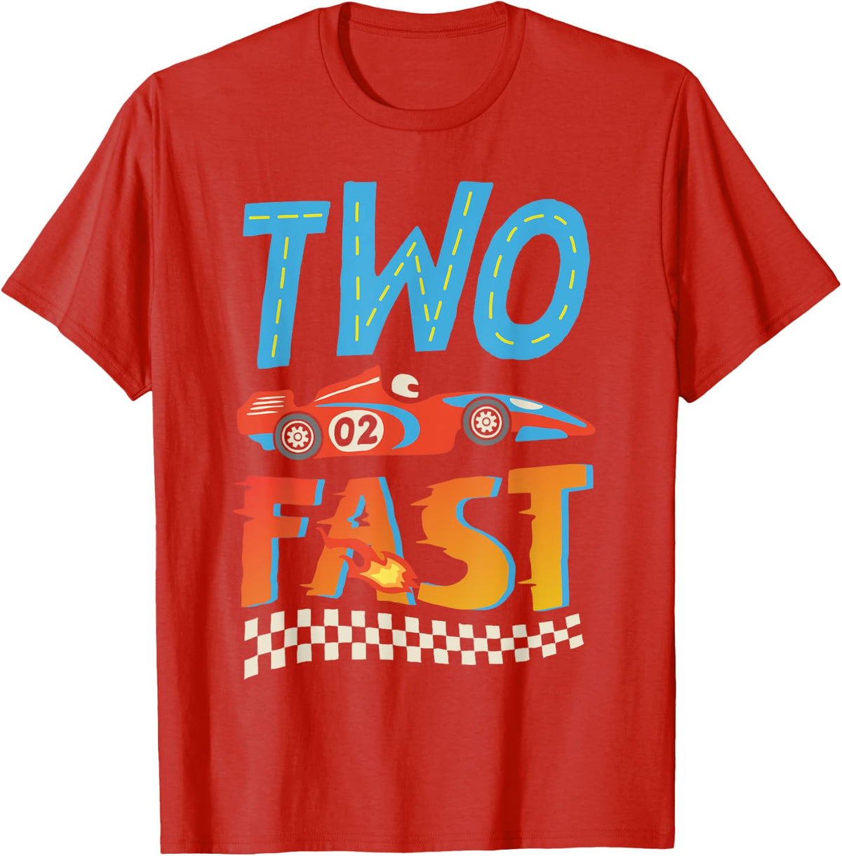 2 Fast Race Car Two Year Old Birthday Boy Racing 2nd Bday T-Shirt - Red