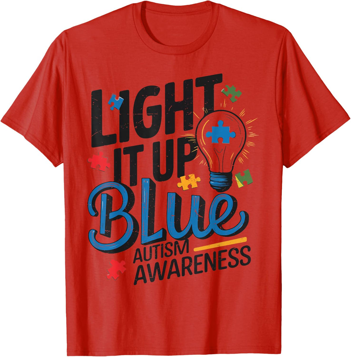 Light It Up Blue Autism Awareness Boy Brother Sister Toddler T-Shirt - Red