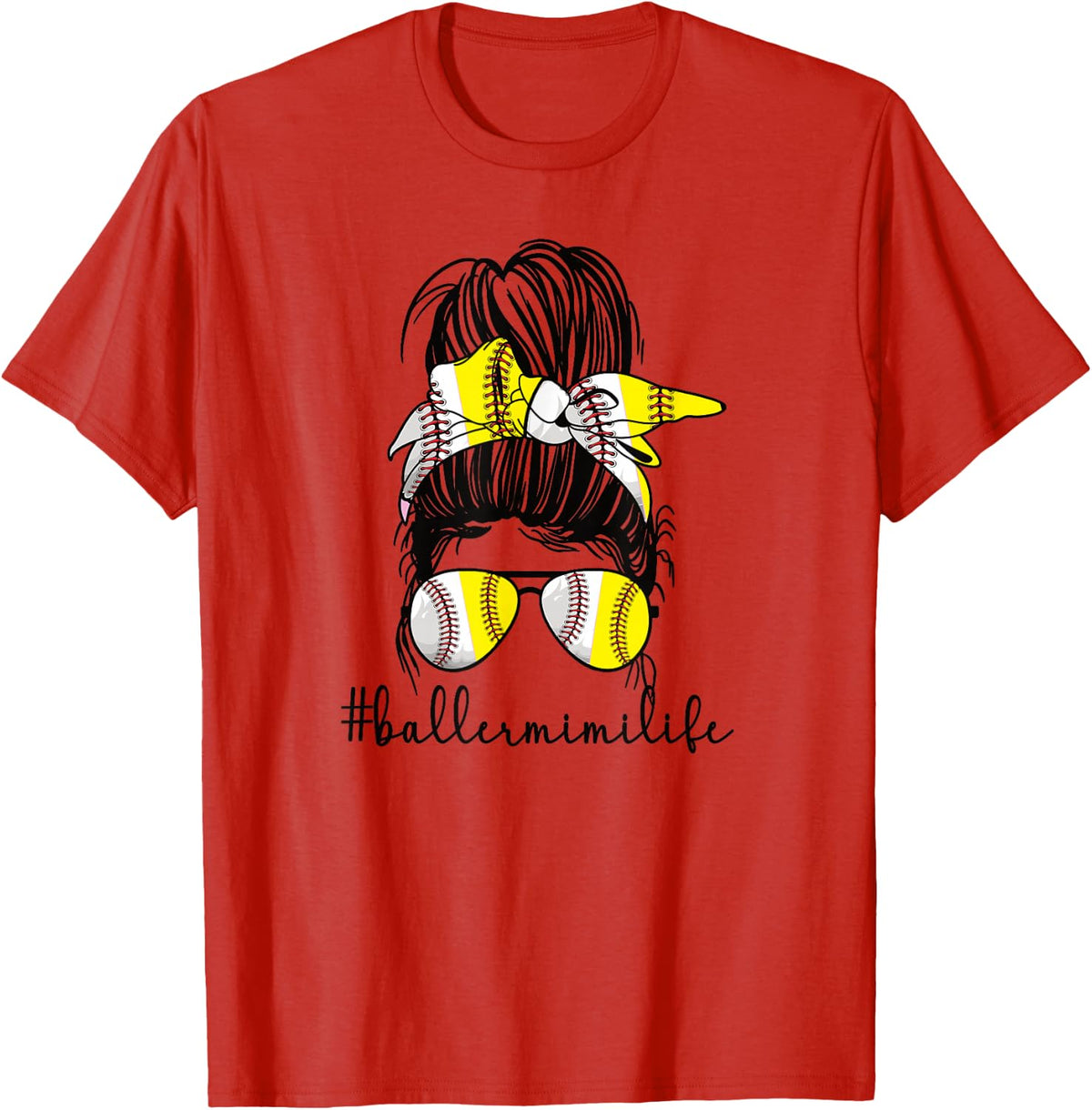 Baller Mimi Life Softball Baseball Mimi Grandma T-Shirt - Red