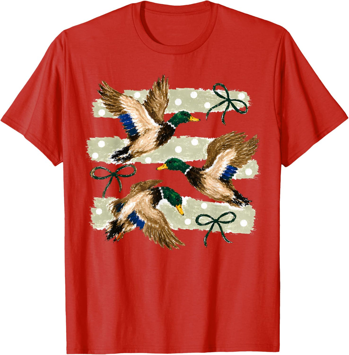 Vintage Duck Hunting Flying Duck Hunter Retro Men Women T-Shirt - Red