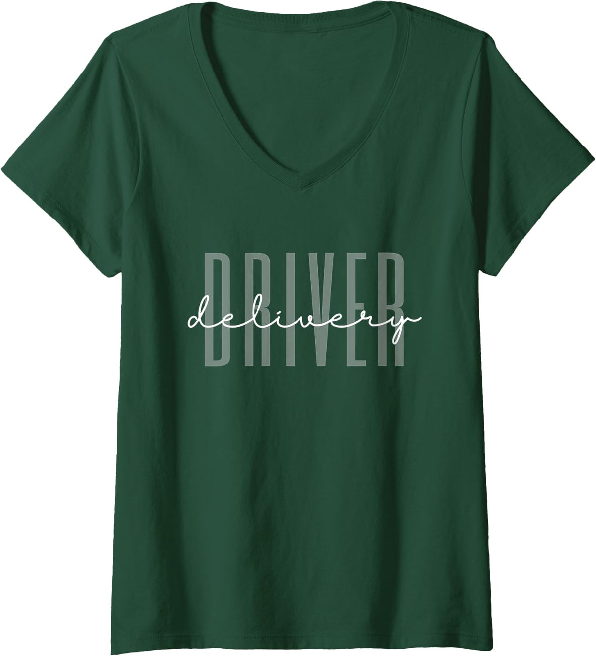 Women's Delivery Driver Grocery Driver Food Driver V-Neck T-Shirt - Dark Green